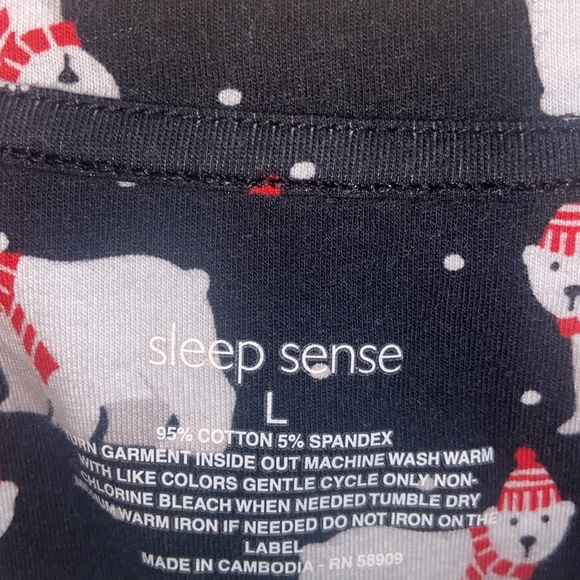 Sleep Sense Long Sleeve Henley Polar Bear Print Holiday Pajama Set Women L BLACK - Picture 3 of 5